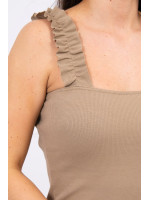 Suknelė su rauktomis petnešėlėmis (Šviesiai ruda)