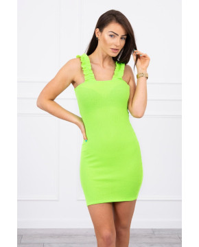 Suknelė su rauktomis petnešėlėmis (Neoninė žalia) Suknelė su rauktomis petnešėlėmis (Neoninė žalia)