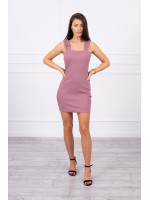 Suknelė su rauktomis petnešėlėmis (Tamsi rožinė)