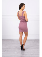 Suknelė su rauktomis petnešėlėmis (Tamsi rožinė)