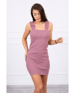 Suknelė su rauktomis petnešėlėmis (Tamsi rožinė) Suknelė su rauktomis petnešėlėmis (Tamsi rožinė)