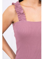 Suknelė su rauktomis petnešėlėmis (Tamsi rožinė)