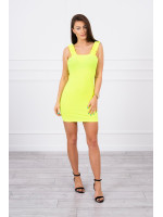 Suknelė su rauktomis petnešėlėmis (Neoninė geltona)