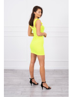 Suknelė su rauktomis petnešėlėmis (Neoninė geltona)