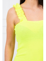 Suknelė su rauktomis petnešėlėmis (Neoninė geltona)