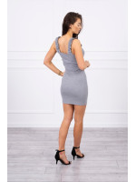 Suknelė su rauktomis petnešėlėmis (Pilka)