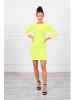 Suknelė su dekoratyvinėm sagutėm (Geltona) (Neoninė)