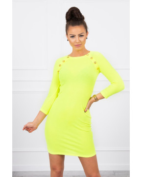 Suknelė su dekoratyvinėm sagutėm (Geltona) (Neoninė)