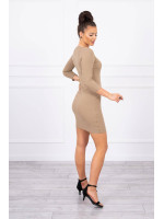 Suknelė su dekoratyvinėm sagutėm (Šviesiai ruda)