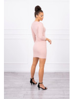 Suknelė su dekoratyvinėm sagutėm (Tamsi) (Šviesiai) (Rožinė)