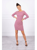 Suknelė su dekoratyvinėm sagutėm (Tamsi) (Rožinė)