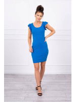 Trumpa suknelė su raukinukais (Mėlyna)