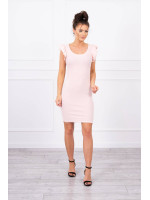 Trumpa suknelė su raukinukais (Šviesiai) (Rožinė)