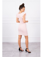 Trumpa suknelė su raukinukais (Šviesiai) (Rožinė)