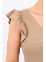 Trumpa suknelė su raukinukais (Šviesiai ruda)