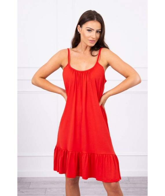 Laisvai krentanti suknelė ant petnešėlių (Raudona)