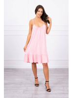 Laisvai krentanti suknelė ant petnešėlių (Šviesiai) (Rožinė)