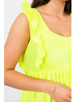 Suknelė su stilingomis raukšlėmis kraštuose (Žalia) (Neoninė)
