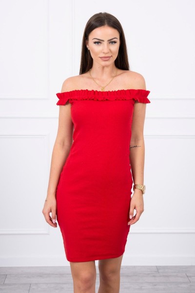 Žavinga suknelė su stilingomis raukšlėmis (Raudona)