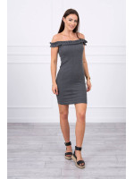 Žavinga suknelė su stilingomis raukšlėmis (Grafito)
