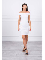 Žavinga suknelė su stilingomis raukšlėmis (Balta)