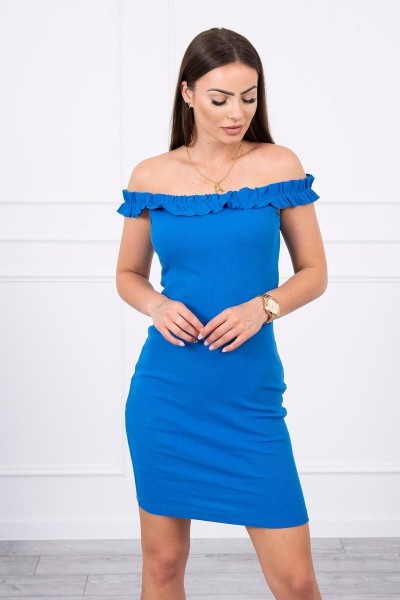 Žavinga suknelė su stilingomis raukšlėmis (Mėlyna)