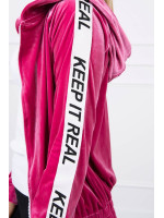 Veliūrinis bliuzonas su gobtuvu (Fuksijos)