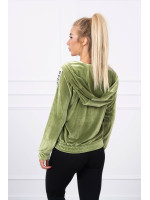 Veliūrinis bliuzonas su gobtuvu (Žalia)