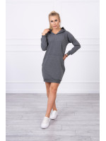 Vienspalvė suknelė džemperis su gobtuvu (Grafito)