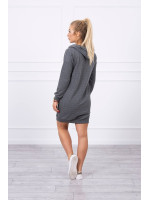 Vienspalvė suknelė džemperis su gobtuvu (Grafito)