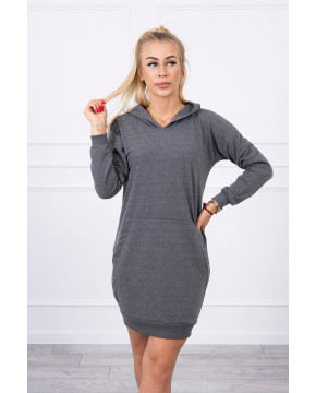 Vienspalvė suknelė džemperis su gobtuvu (Grafito) Vienspalvė suknelė džemperis su gobtuvu (Grafito)