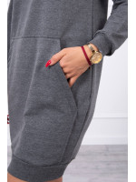 Vienspalvė suknelė džemperis su gobtuvu (Grafito)