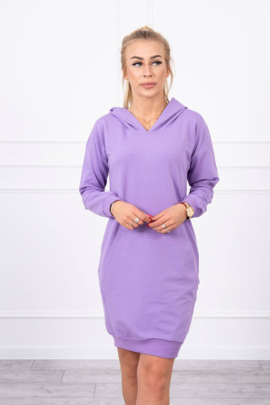 Vienspalvė suknelė džemperis su gobtuvu (Violetinė)