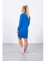 Vienspalvė suknelė džemperis su gobtuvu (Mėlyna)