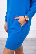 Vienspalvė suknelė džemperis su gobtuvu (Mėlyna)