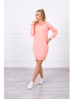 Vienspalvė suknelė džemperis su gobtuvu (Abrikoso)