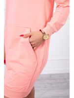 Vienspalvė suknelė džemperis su gobtuvu (Abrikoso)