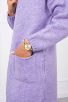 Vienspalvis kardiganas su gobtuvu ir kišenėmis (Violetinė)