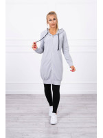 Ilgas bliuzonas su gobtuvu ir užtrauktuku (Pilka)