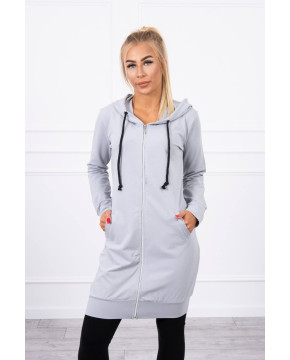 Ilgas bliuzonas su gobtuvu ir užtrauktuku (Pilka) Ilgas bliuzonas su gobtuvu ir užtrauktuku (Pilka)