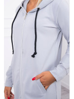 Ilgas bliuzonas su gobtuvu ir užtrauktuku (Pilka)