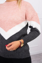 Vilnonis megztinis su ornamentu priekyje (Šviesi) (Rožinė)+(Grafito)