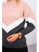Vilnonis megztinis su ornamentu priekyje (Šviesi rožinė ir grafito)