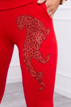 Laisvalaikio kostiumėlis su panteros dekoracija (Raudona)