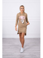 Suknelė su spalvinga aplikacija (Šviesiai ruda)