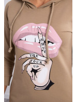 Suknelė su spalvinga aplikacija (Šviesiai ruda)