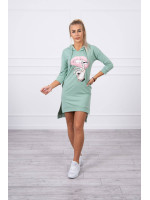 Suknelė su spalvinga aplikacija (Tamsi) (Mėtos)