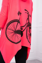 Bliuzonas su dviračio dekoracija nugaroje (Neoninė rožinė)