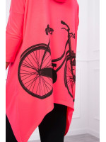 Bliuzonas su dviračio dekoracija nugaroje (Neoninė rožinė)