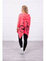 Bliuzonas su dviračio dekoracija nugaroje (Neoninė rožinė)